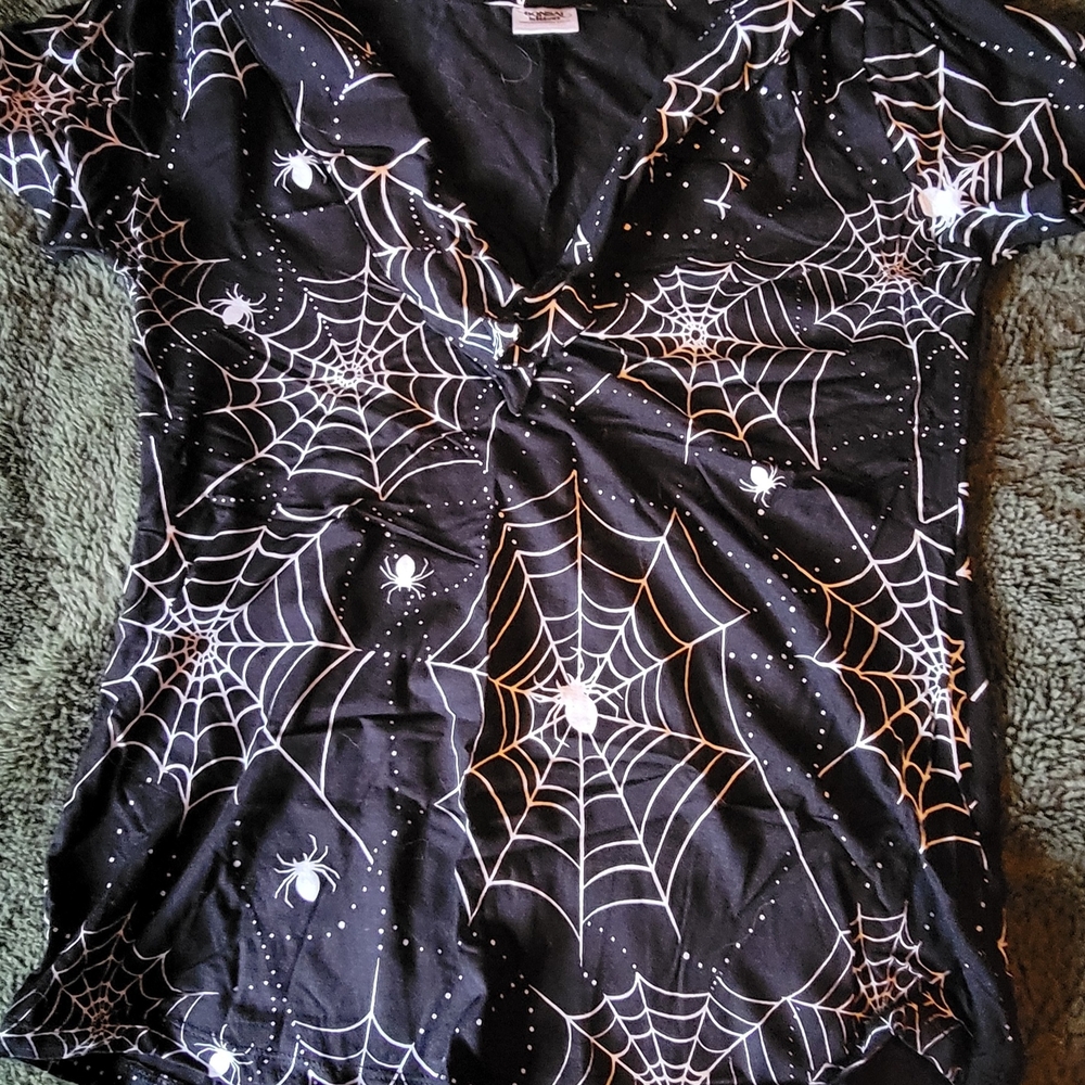 Black Spider Web Print Top